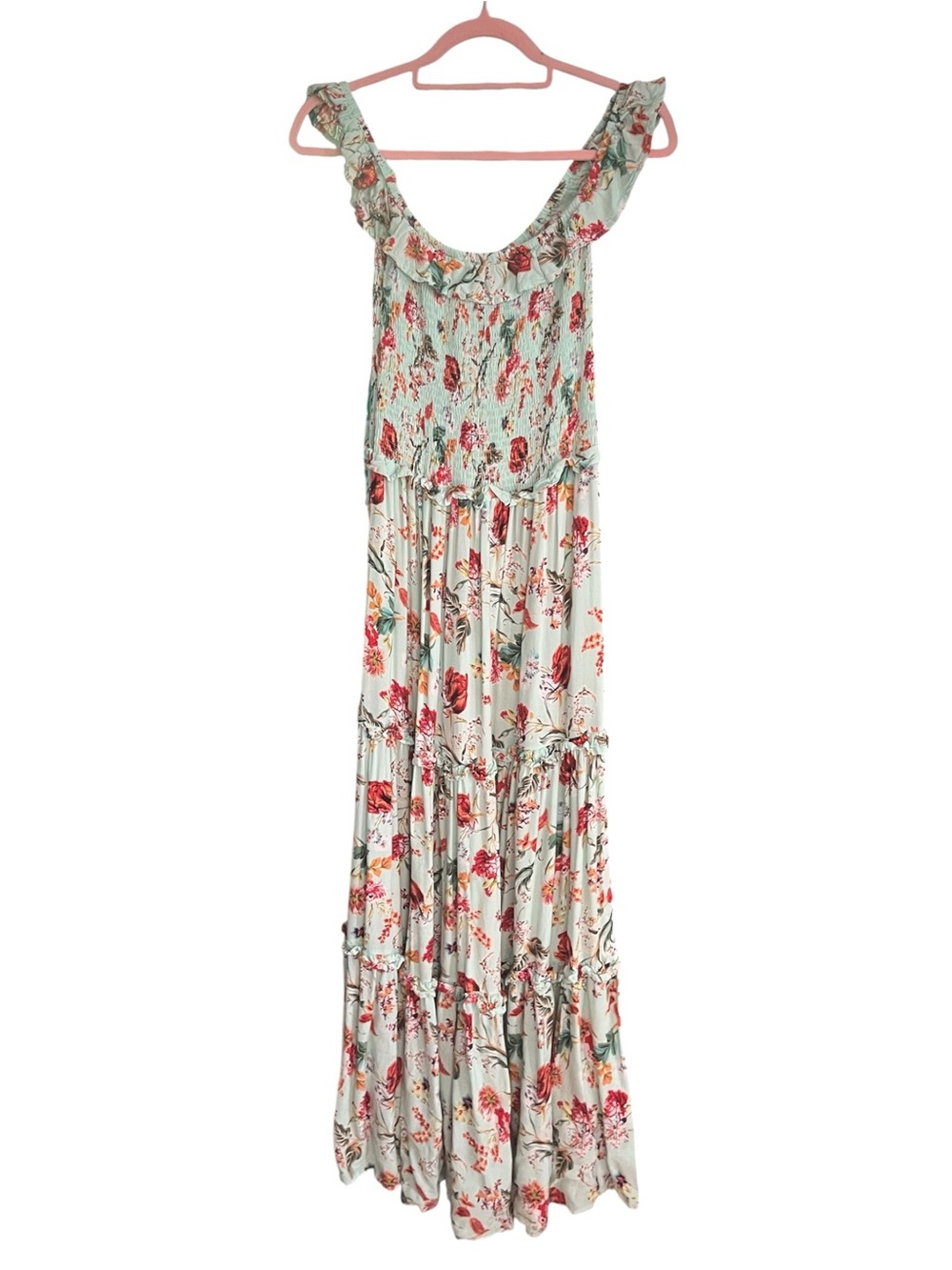 Abel The Label Boho Floral Smocked Tiered Maxi Dress Size M - Picture 4 of 6